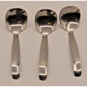 Set of 3 Sugar or Sauce Spoons Silver-plated